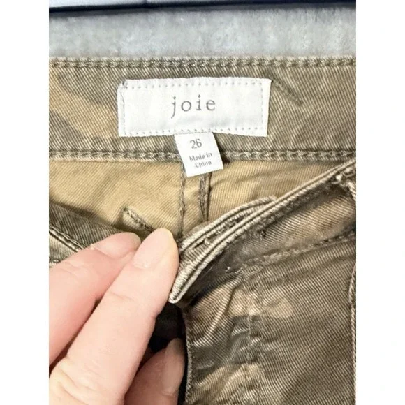 Joie Skinny Crop Ankle Zip Pants Jeans Moto Cargo SZ 26 Green - Picture 4 of 8